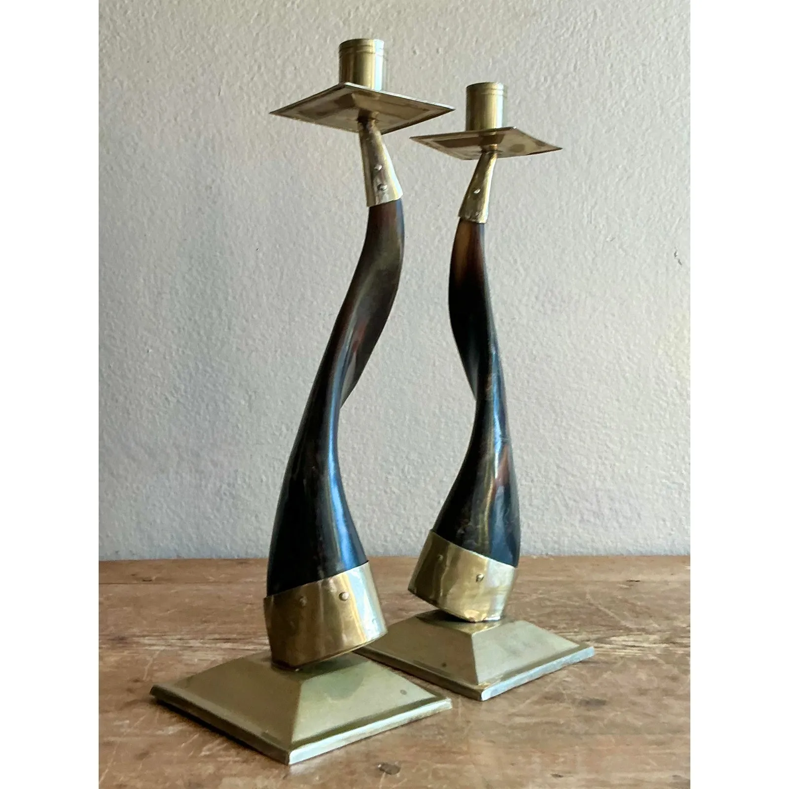 Vintage Boho Horn Candlesticks - A Pair — additional photo 6