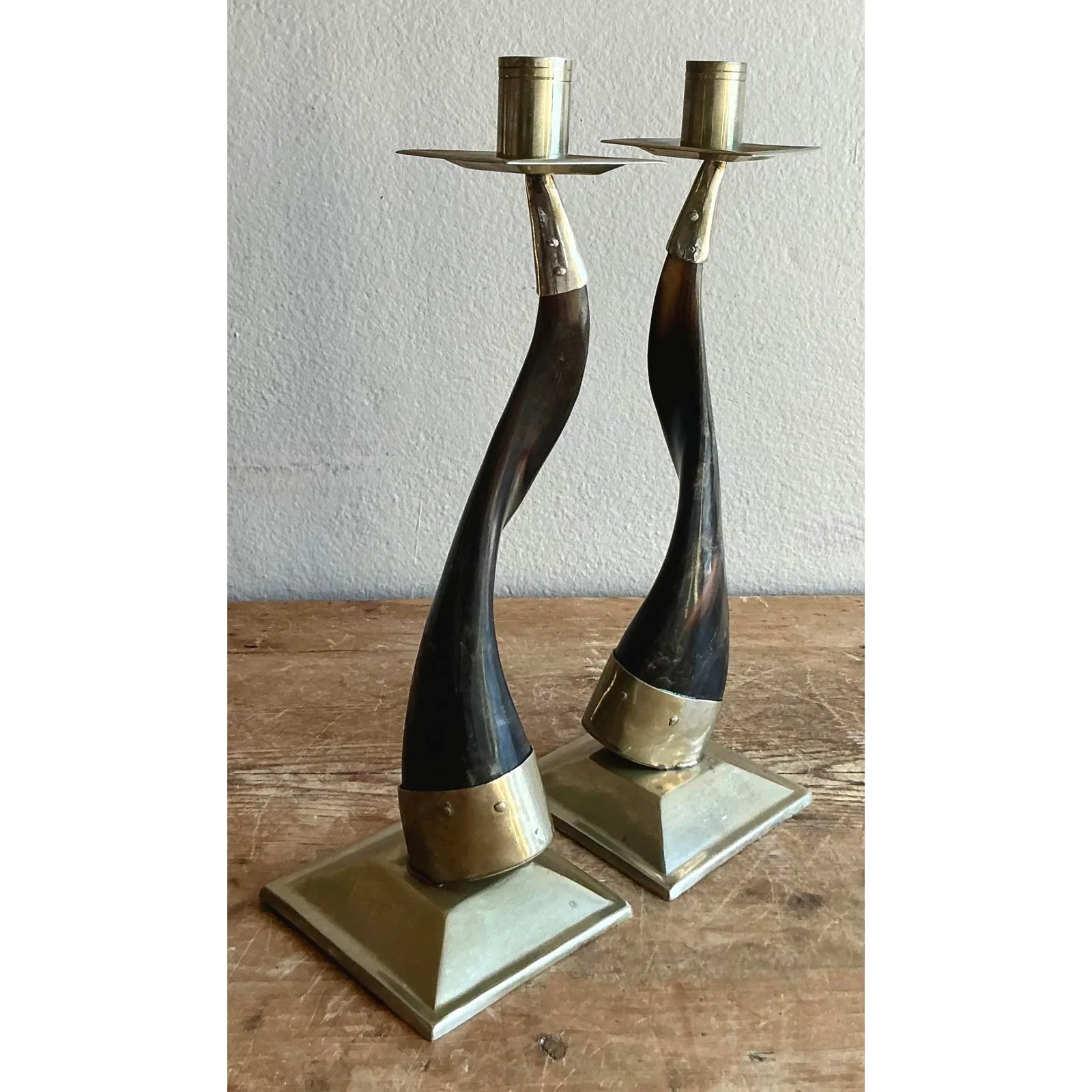 Vintage Boho Horn Candlesticks - A Pair — additional photo 7