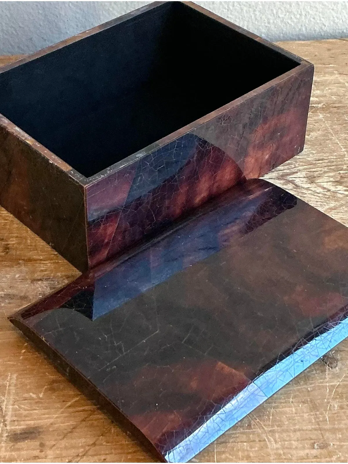 Vintage Boho Lacquered Coconut Shell Box — additional photo 7