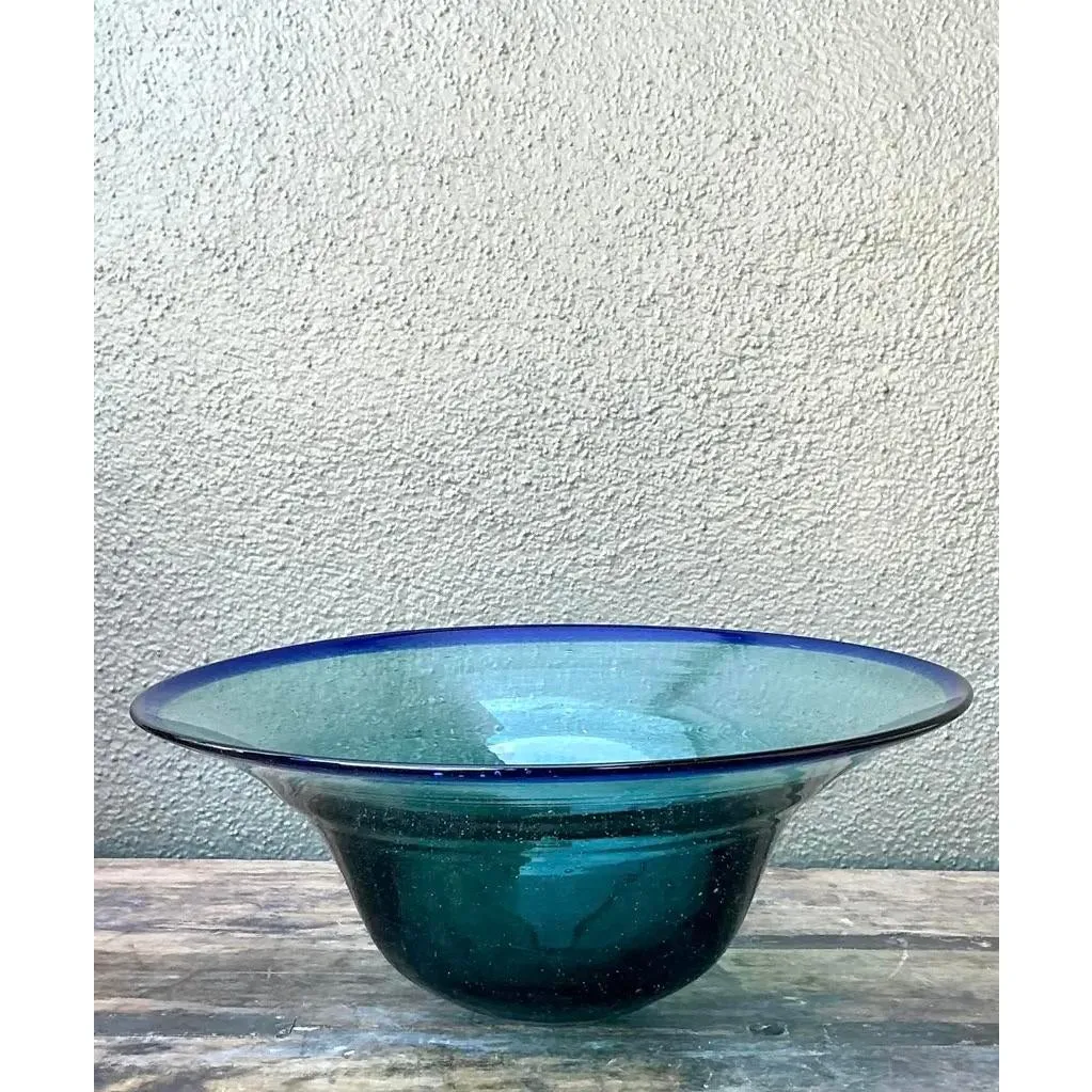 Vintage Boho Blown Glass Bowl — additional photo 7