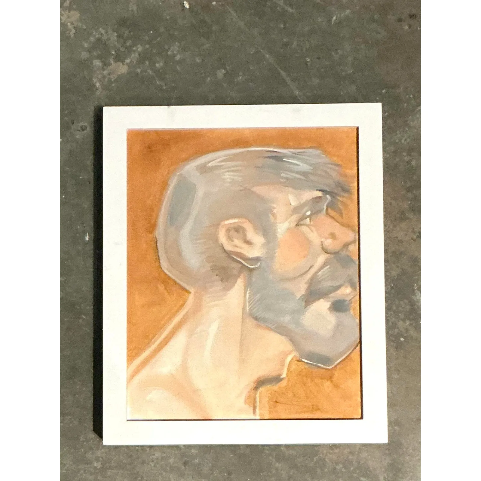 Vintage Boho Original Oil Portrait of Man - Glass, 9.25W x 11.25H — additional photo 2