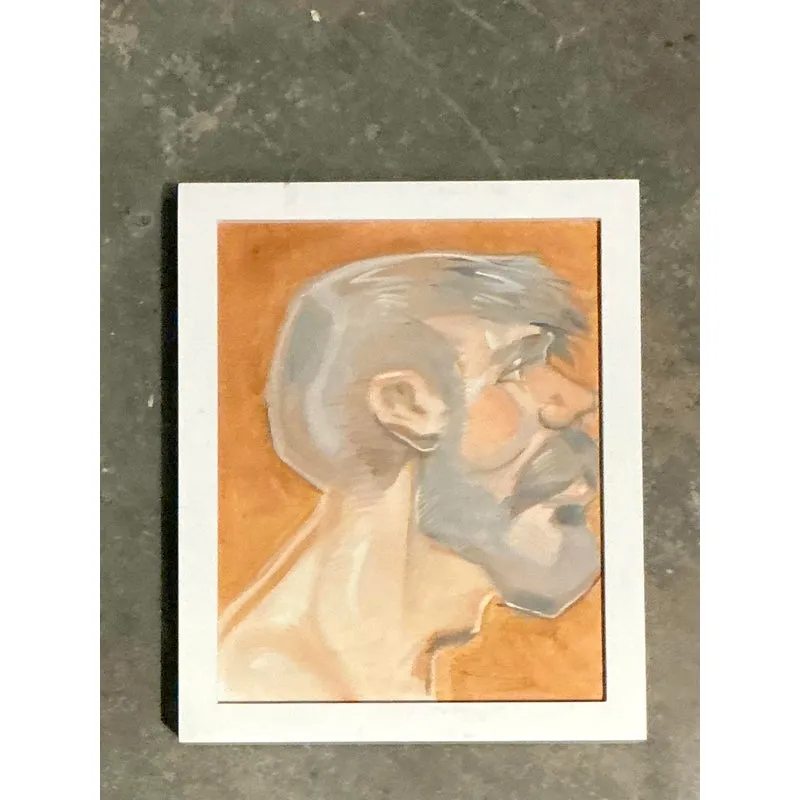 Vintage Boho Original Oil Portrait of Man - Glass, 9.25W x 11.25H — additional photo 3