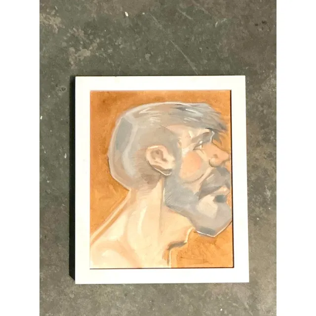 Vintage Boho Original Oil Portrait of Man - Glass, 9.25W x 11.25H — additional photo 4