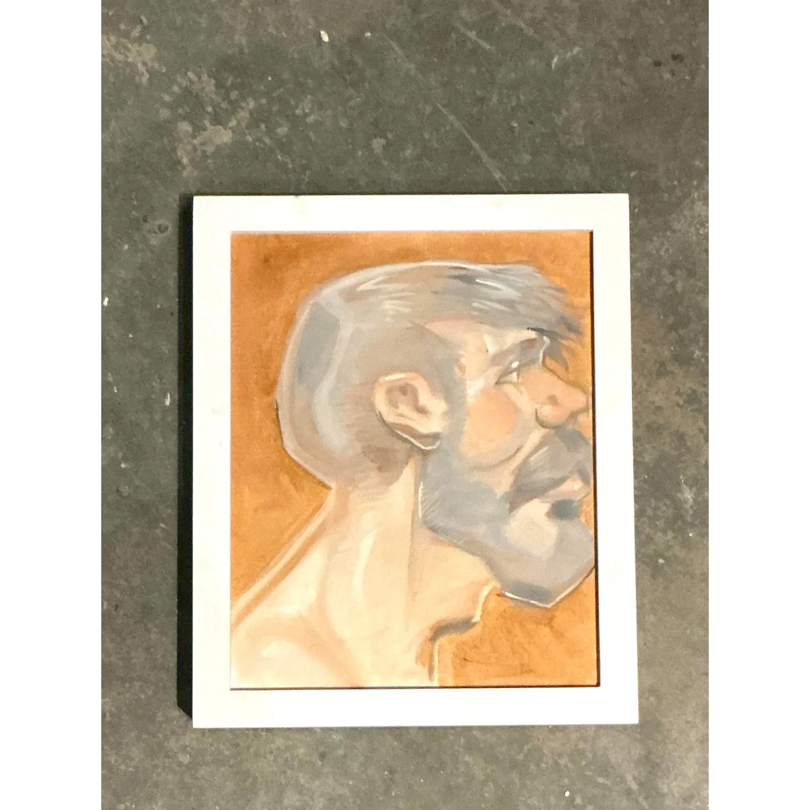 Vintage Boho Original Oil Portrait of Man - Glass, 9.25W x 11.25H — additional photo 7