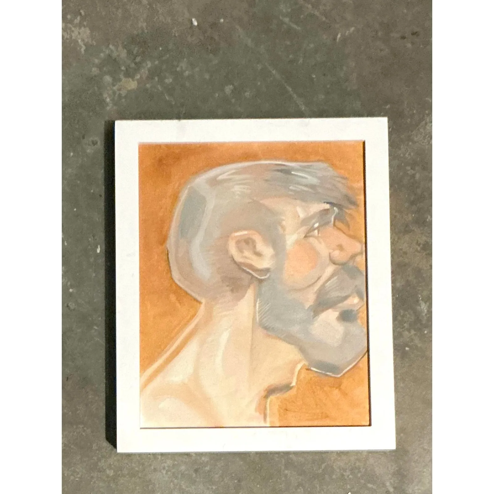 Vintage Boho Original Oil Portrait of Man - Glass, 9.25W x 11.25H — additional photo 8