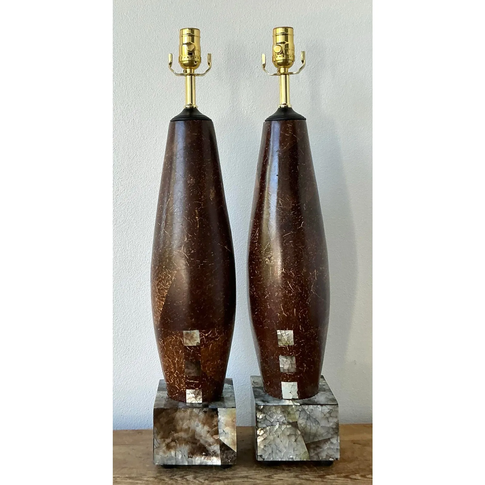 Vintage Boho Coconut Shell Lamps - A Pair — additional photo 2