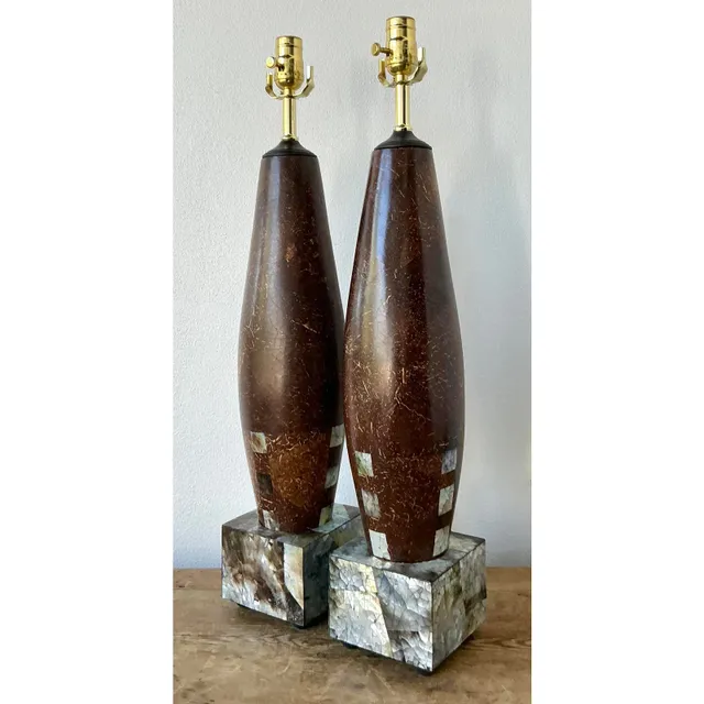 Vintage Boho Coconut Shell Lamps - A Pair — additional photo 3