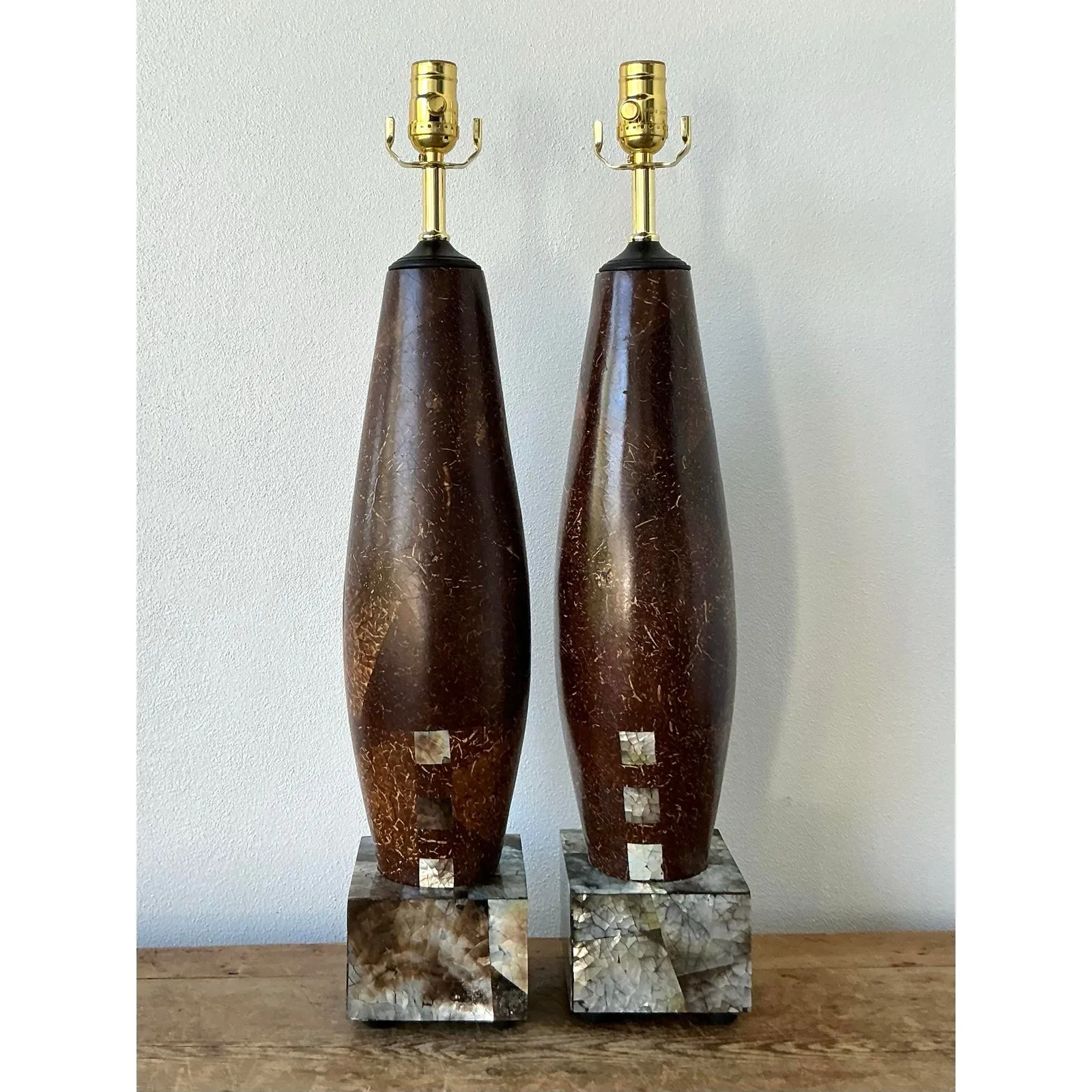 Vintage Boho Coconut Shell Lamps - A Pair — additional photo 4