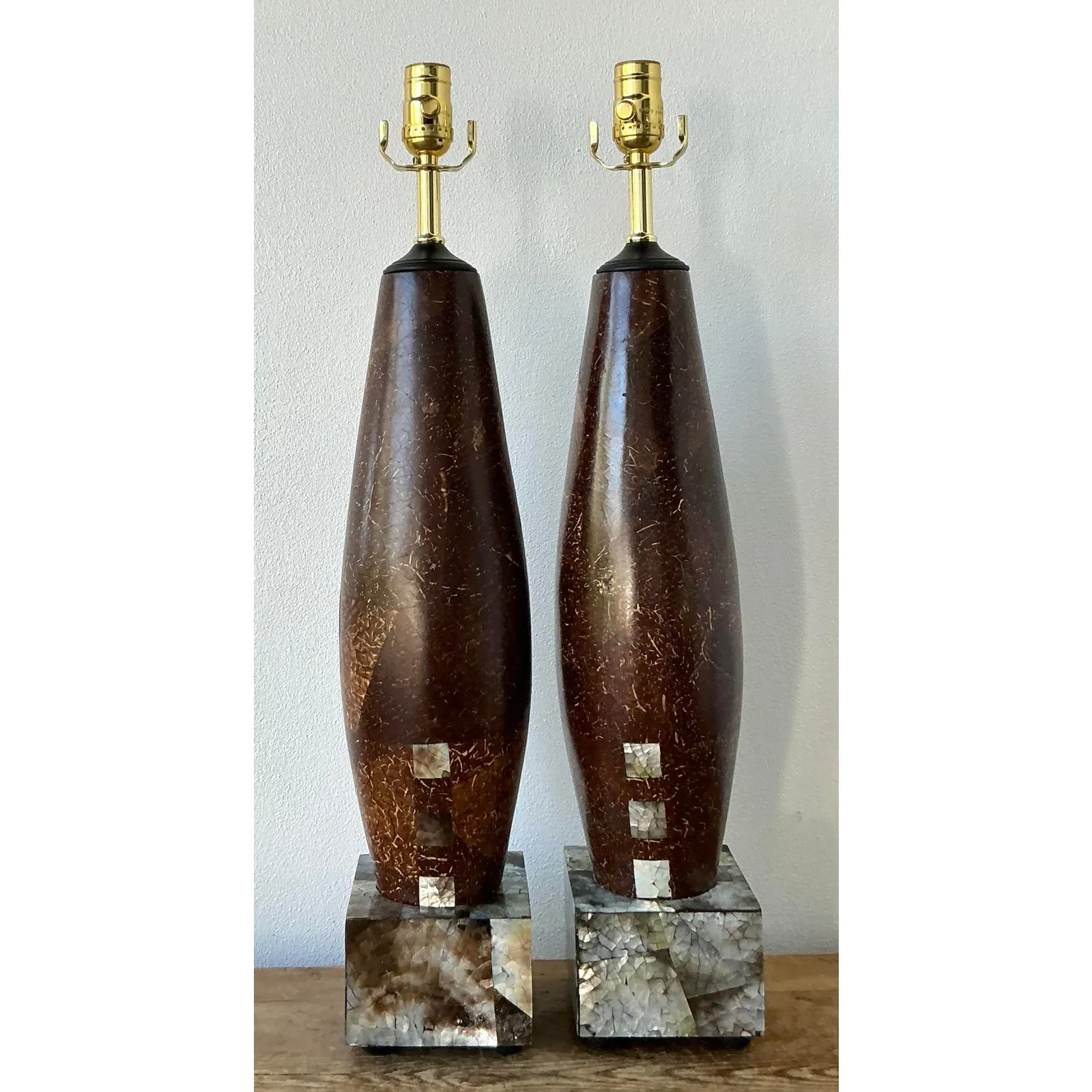 Vintage Boho Coconut Shell Lamps - A Pair — additional photo 5