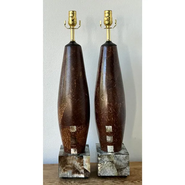 Vintage Boho Coconut Shell Lamps - A Pair — additional photo 5