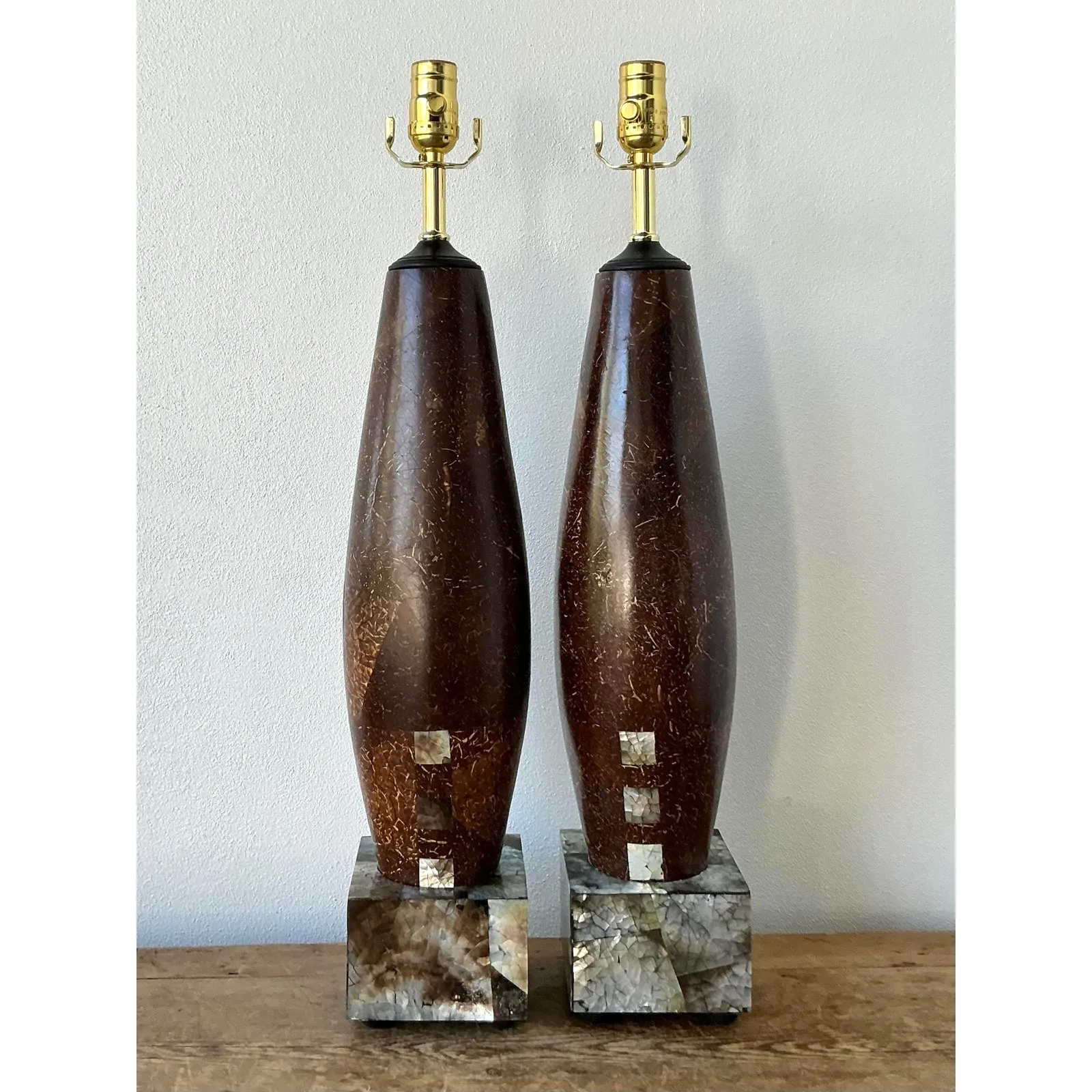 Vintage Boho Coconut Shell Lamps - A Pair — additional photo 6