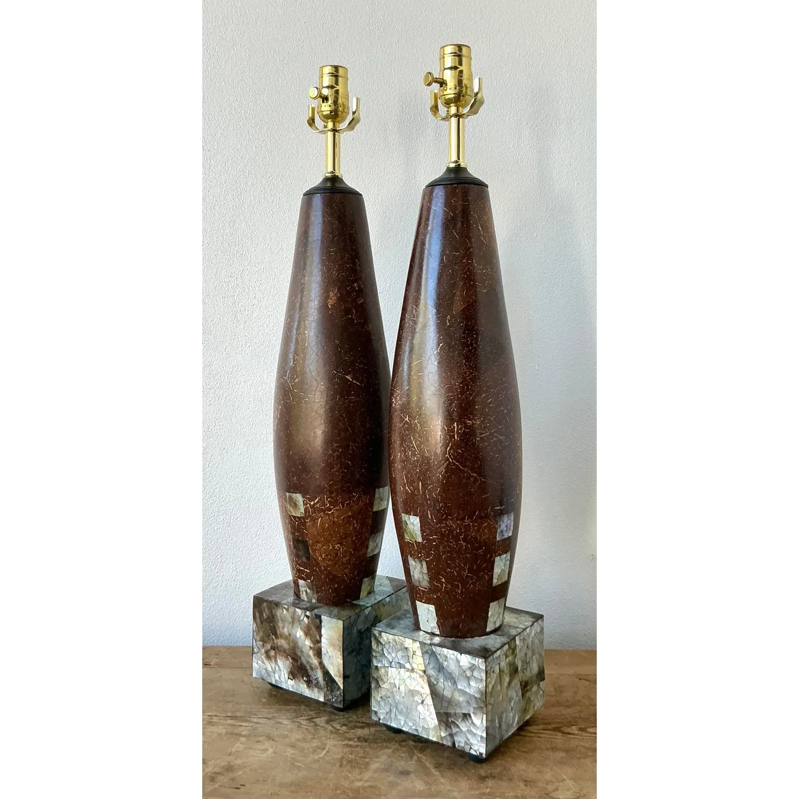 Vintage Boho Coconut Shell Lamps - A Pair — additional photo 7