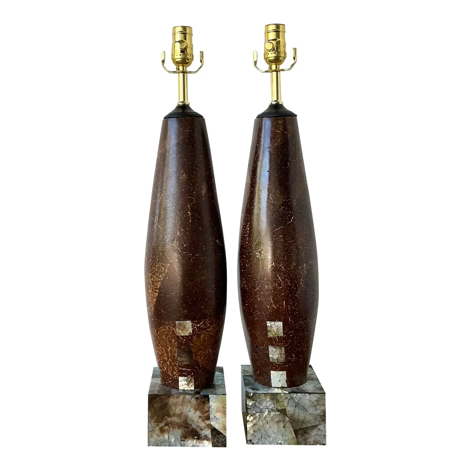 Vintage Boho Coconut Shell Lamps - A Pair — additional photo 1