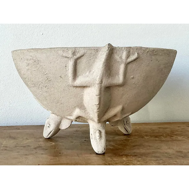 Vintage Boho Cast Lizard Ceramic Bowl — additional photo 1
