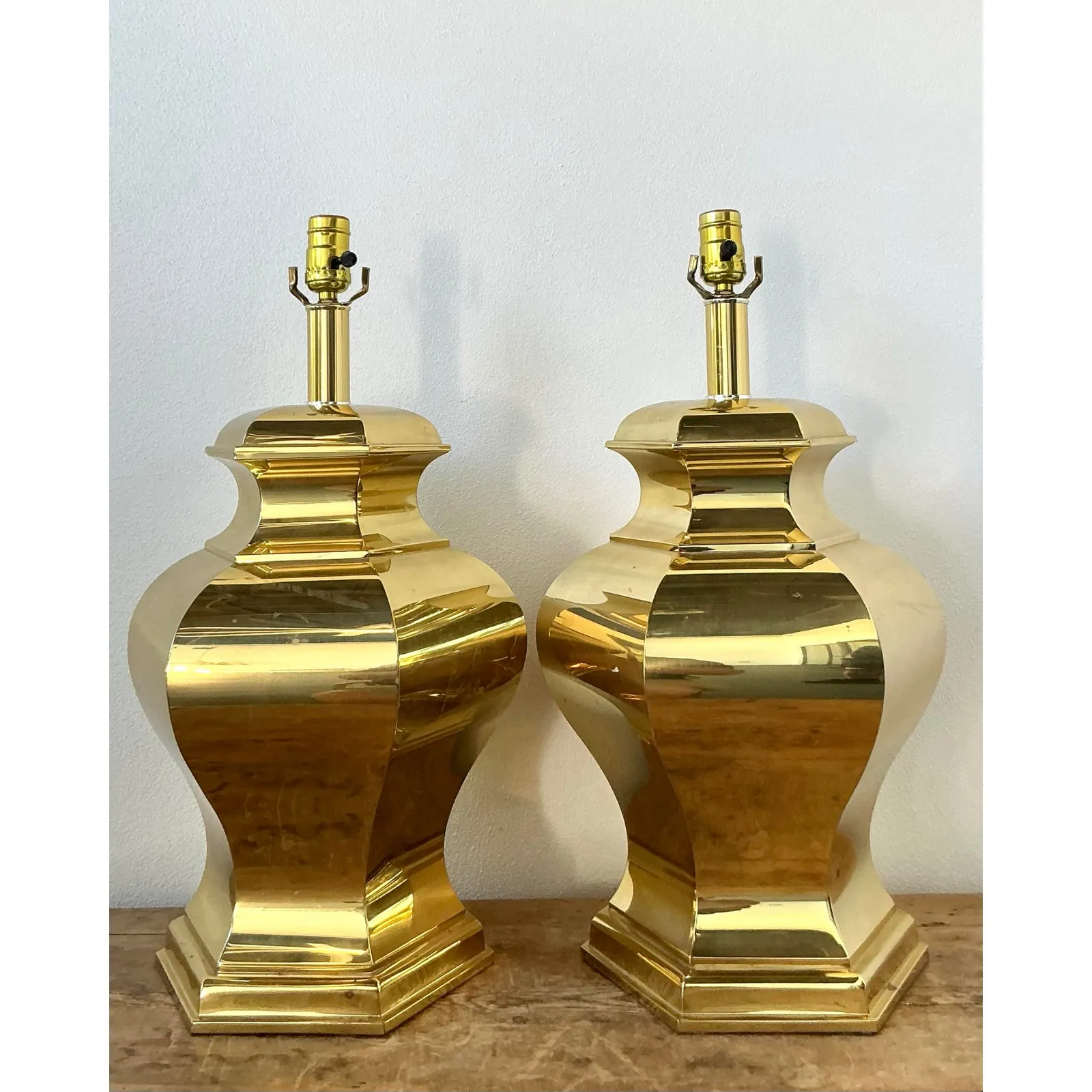 Vintage Boho Faceted Brass Lamps - A Pair — additional photo 2