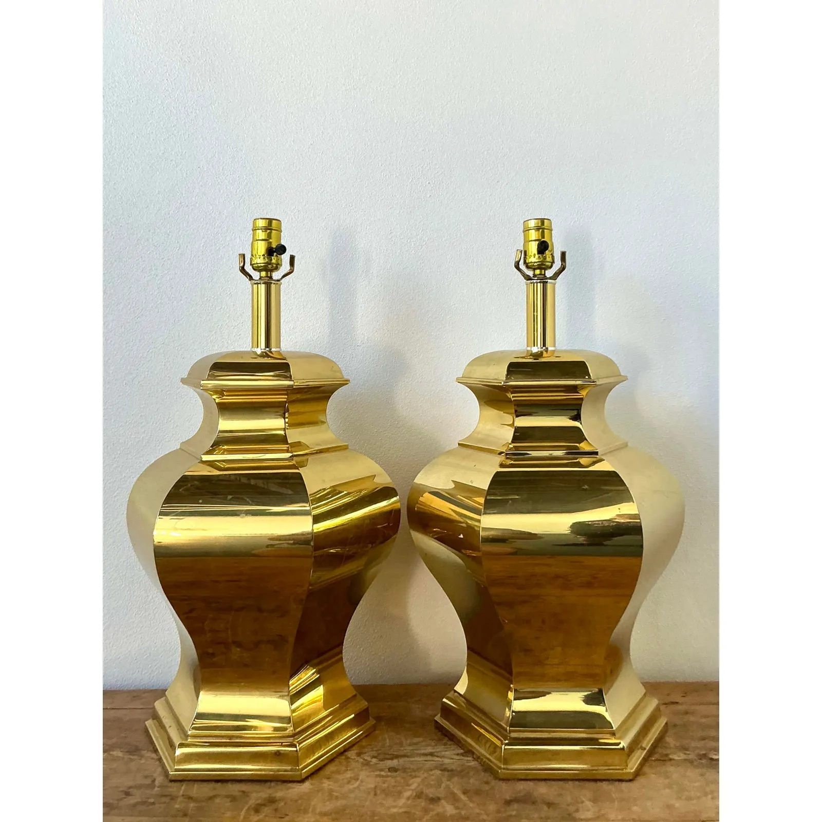 Vintage Boho Faceted Brass Lamps - A Pair — additional photo 3