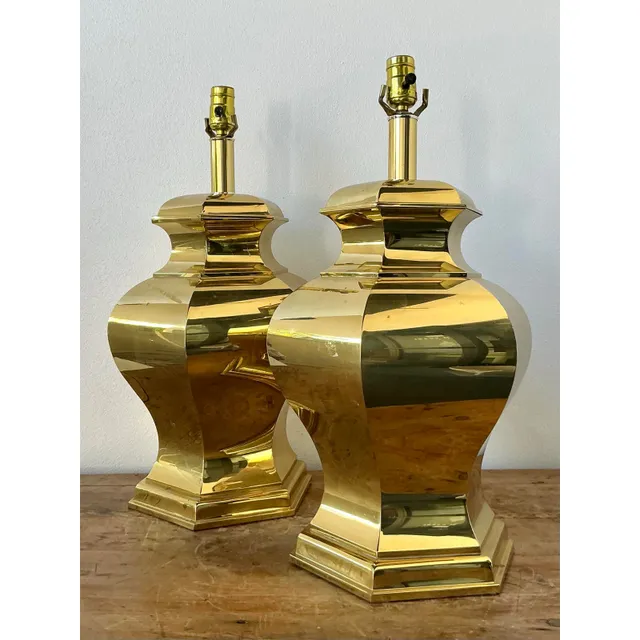 Vintage Boho Faceted Brass Lamps - A Pair — additional photo 8