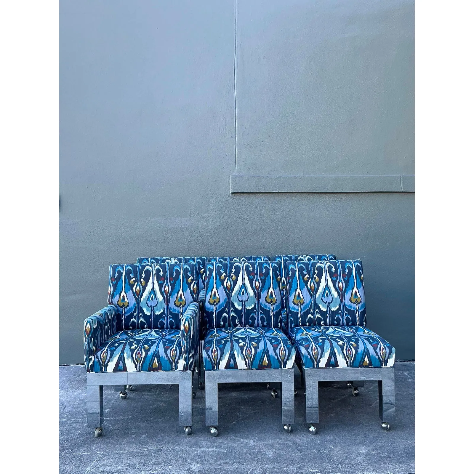Vintage Boho Paul Evans Cityscape Chrome Dining Chairs - Set of 6 — additional photo 2