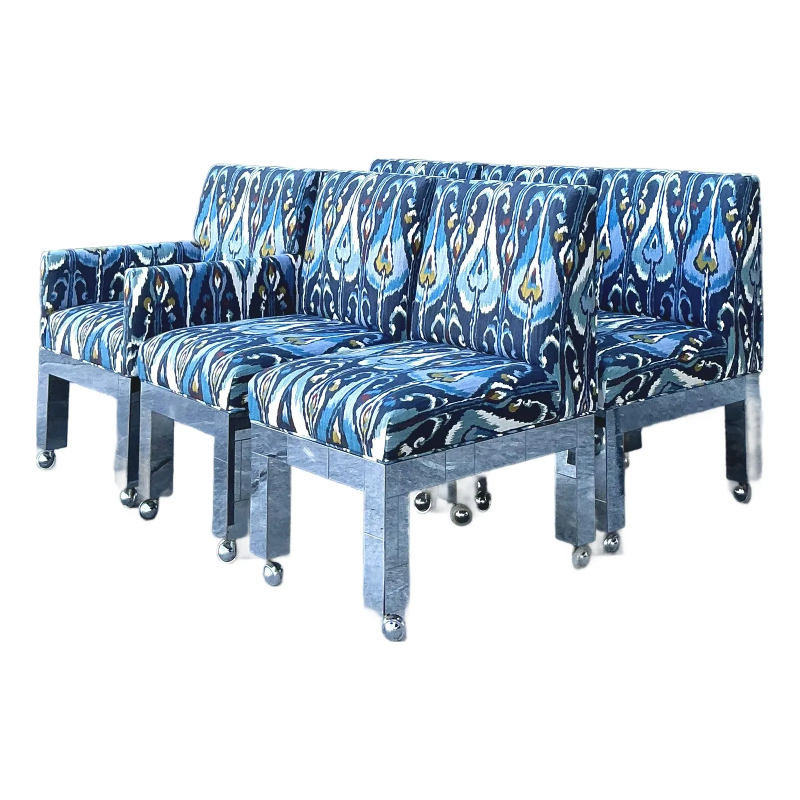 Vintage Boho Paul Evans Cityscape Chrome Dining Chairs - Set of 6