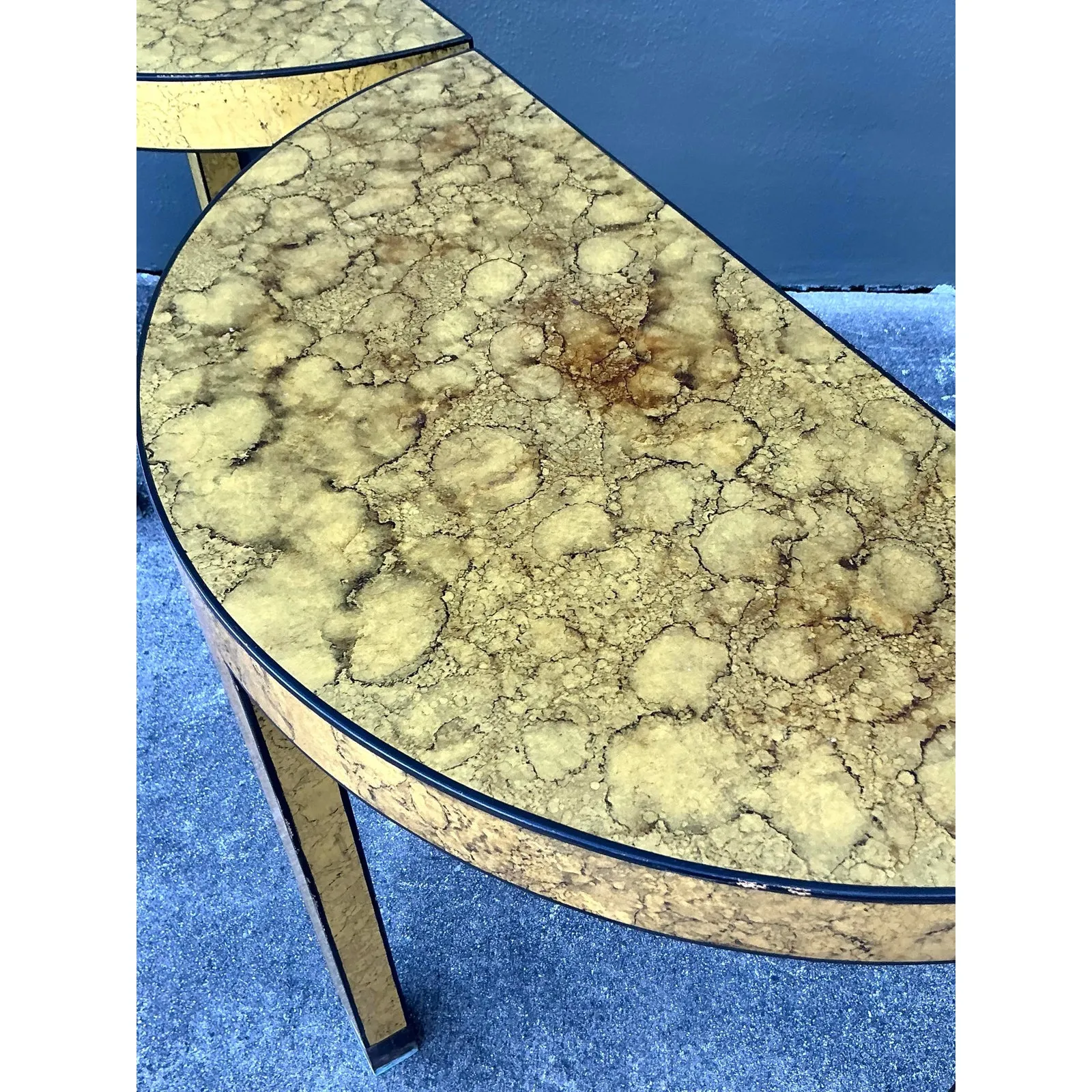 Vintage Boho Faux Finished Demilune Tables - A Pair — additional photo 6
