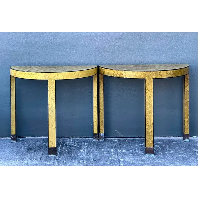 Vintage Boho Faux Finished Demilune Tables - A Pair — additional photo 5