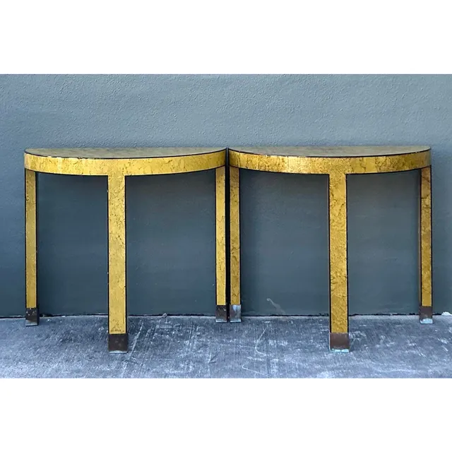 Vintage Boho Faux Finished Demilune Tables - A Pair — additional photo 3