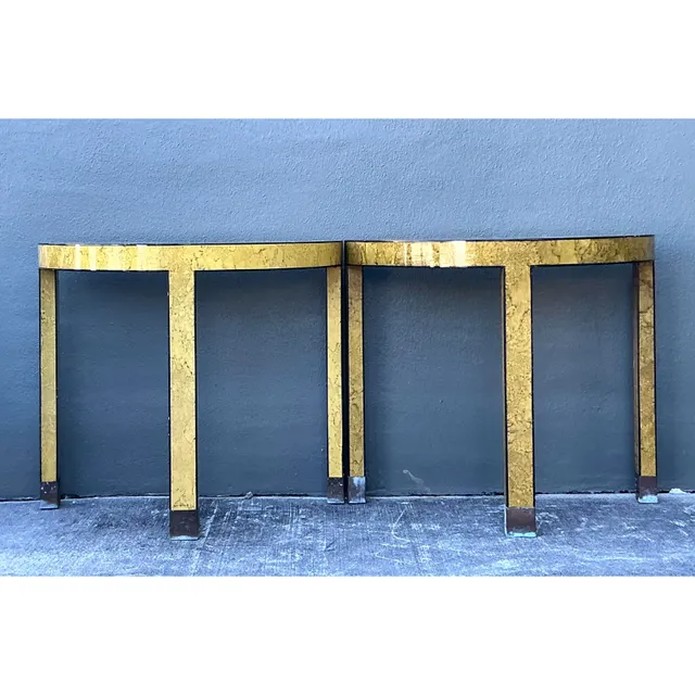 Vintage Boho Faux Finished Demilune Tables - A Pair — additional photo 4