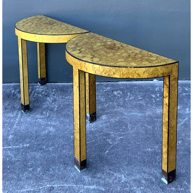 Vintage Boho Faux Finished Demilune Tables - A Pair — additional photo 7