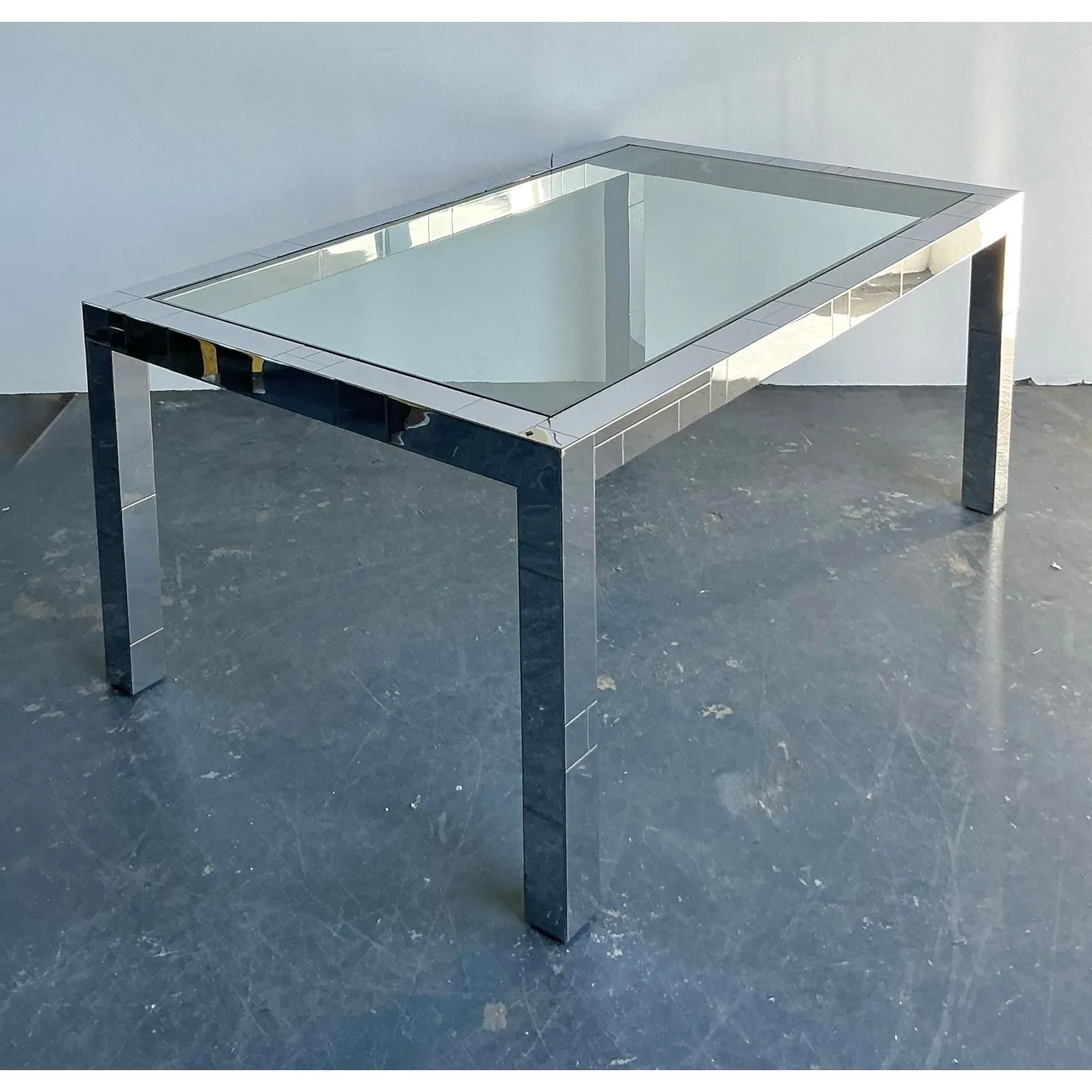 Vintage Boho Chrome Cityscape Dining Table After Paul Evans — additional photo 3