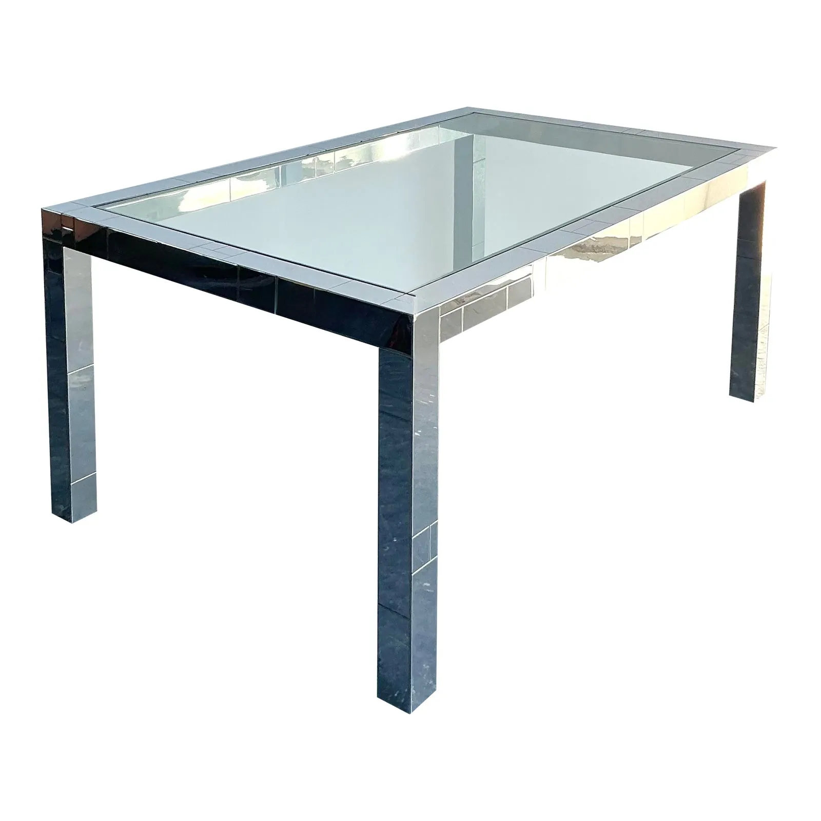 Vintage Boho Chrome Cityscape Dining Table After Paul Evans