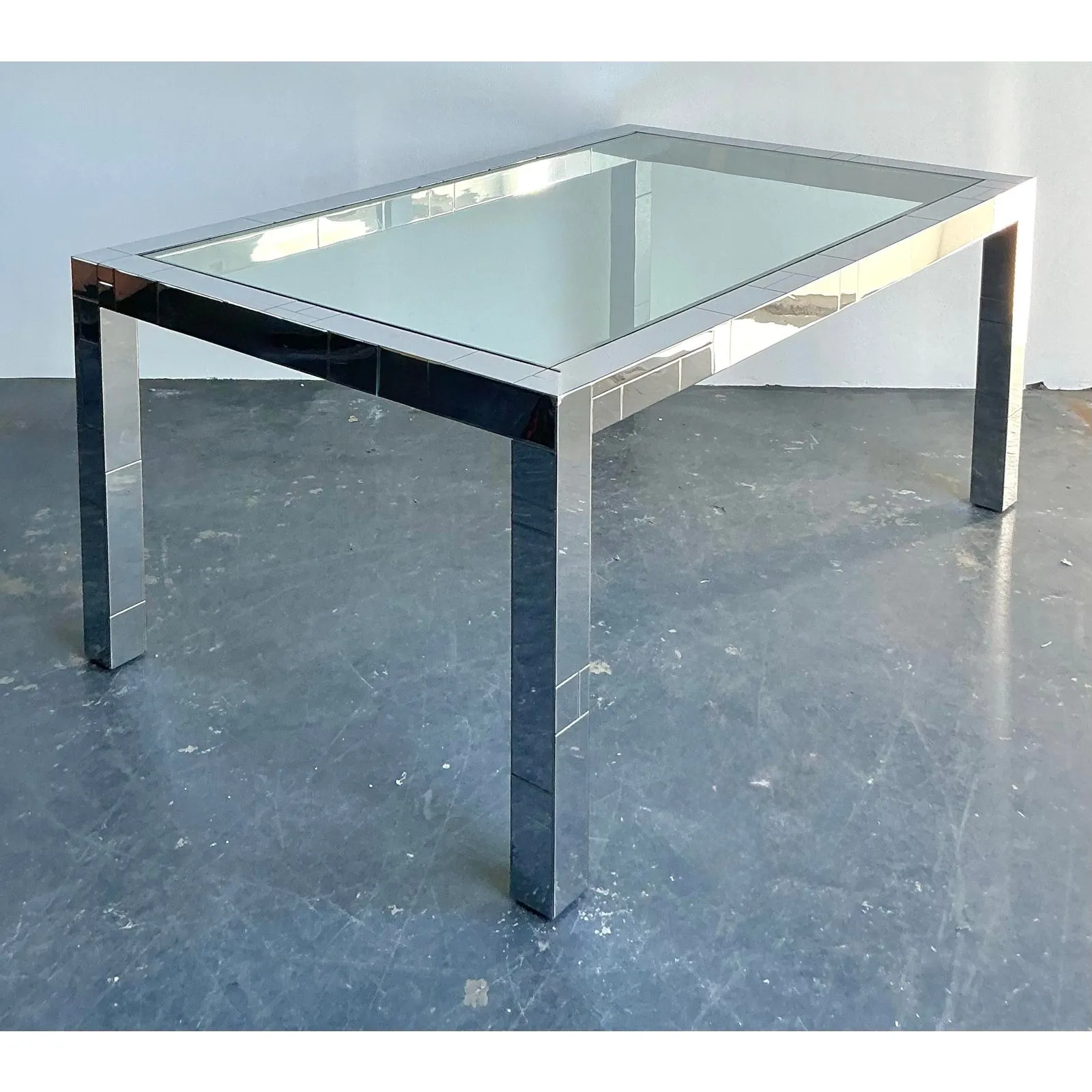 Vintage Boho Chrome Cityscape Dining Table After Paul Evans — additional photo 2