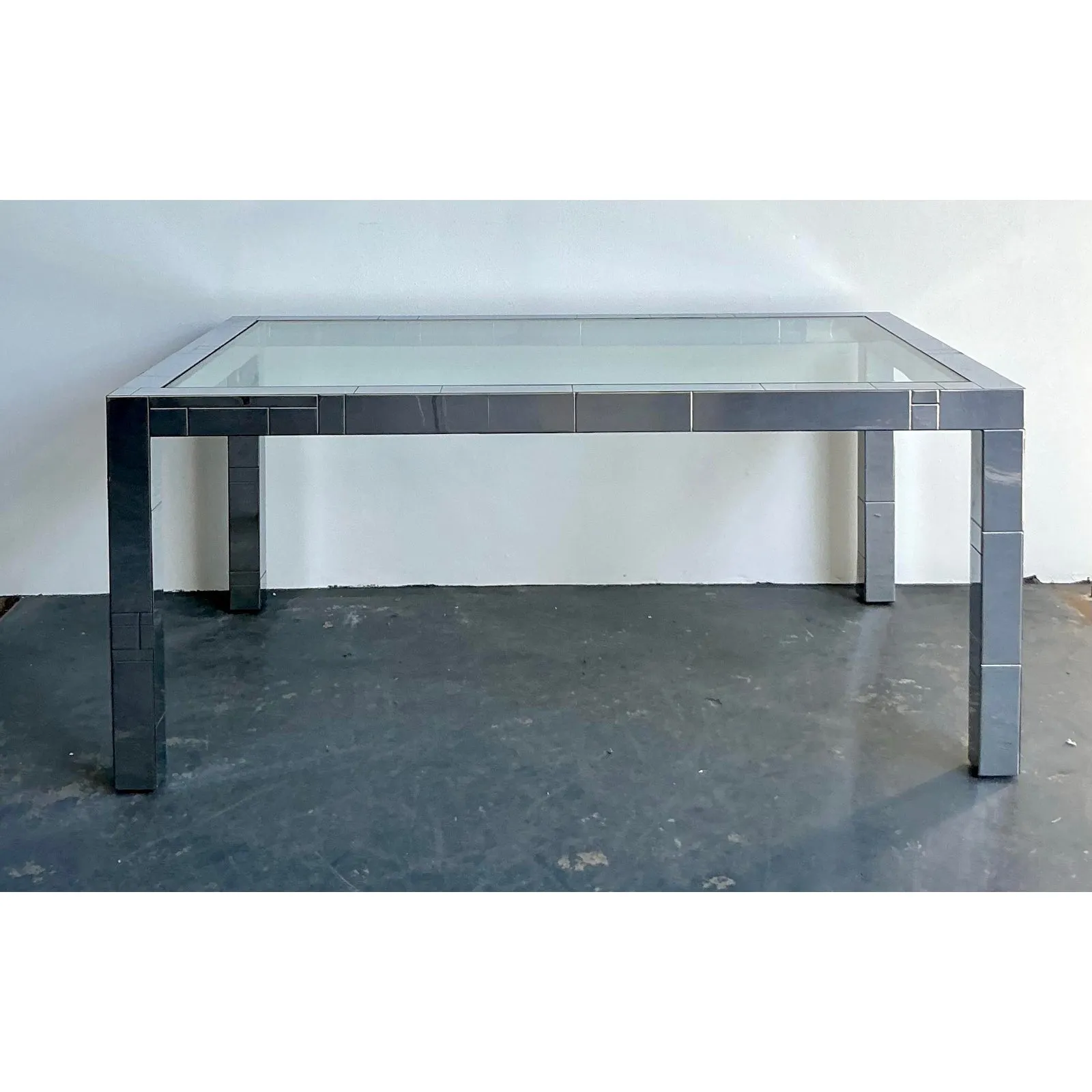 Vintage Boho Chrome Cityscape Dining Table After Paul Evans — additional photo 4