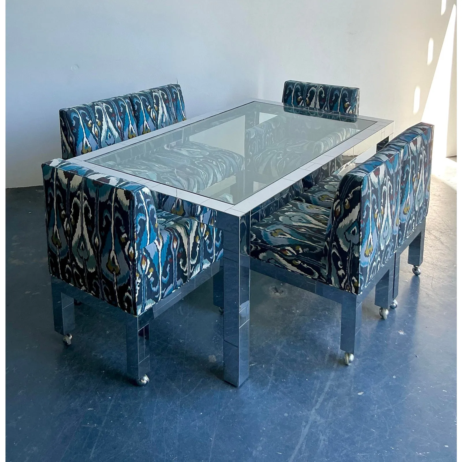 Vintage Boho Chrome Cityscape Dining Table After Paul Evans — additional photo 7