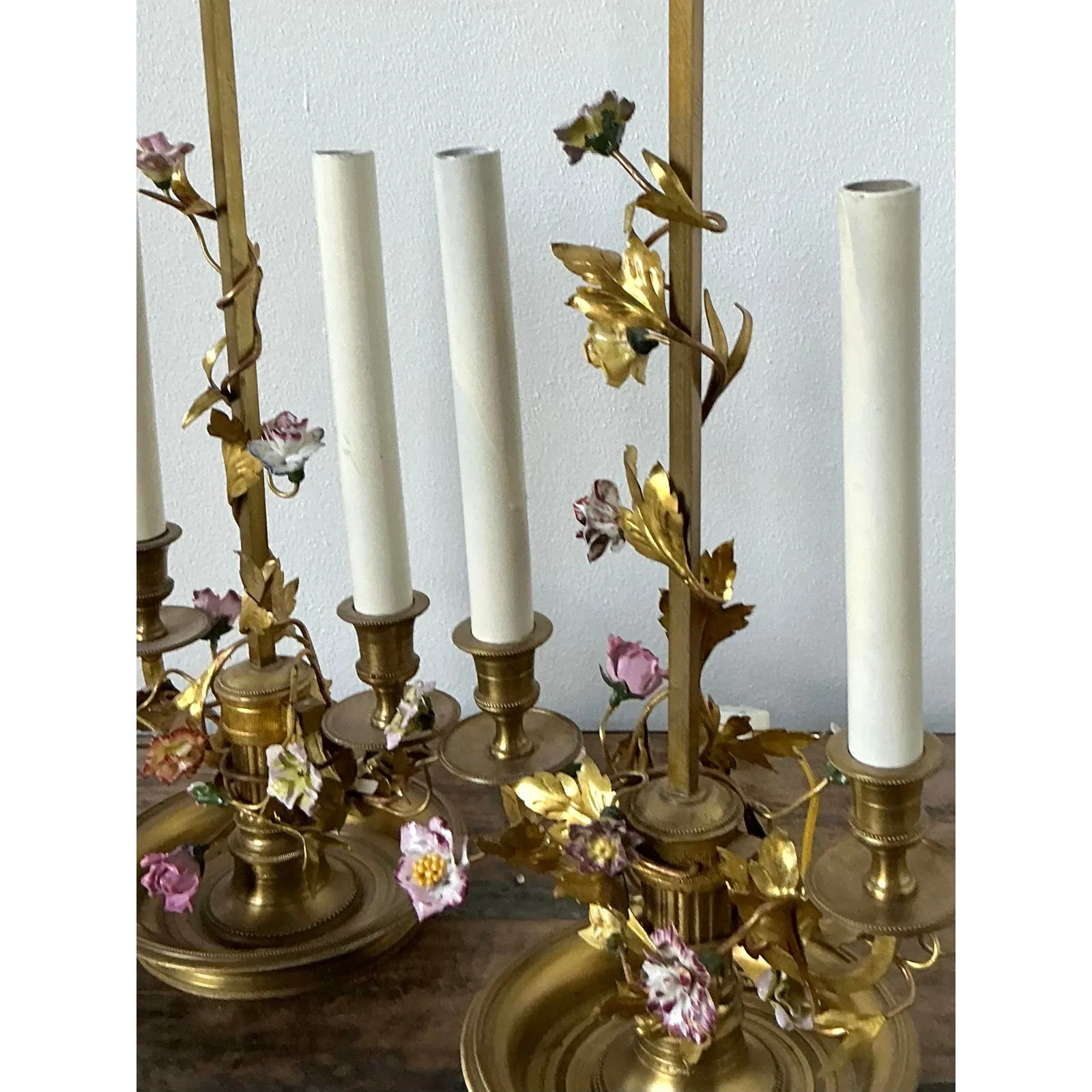 Vintage Regency Porcelain Roses Lamps - a Pair — additional photo 7