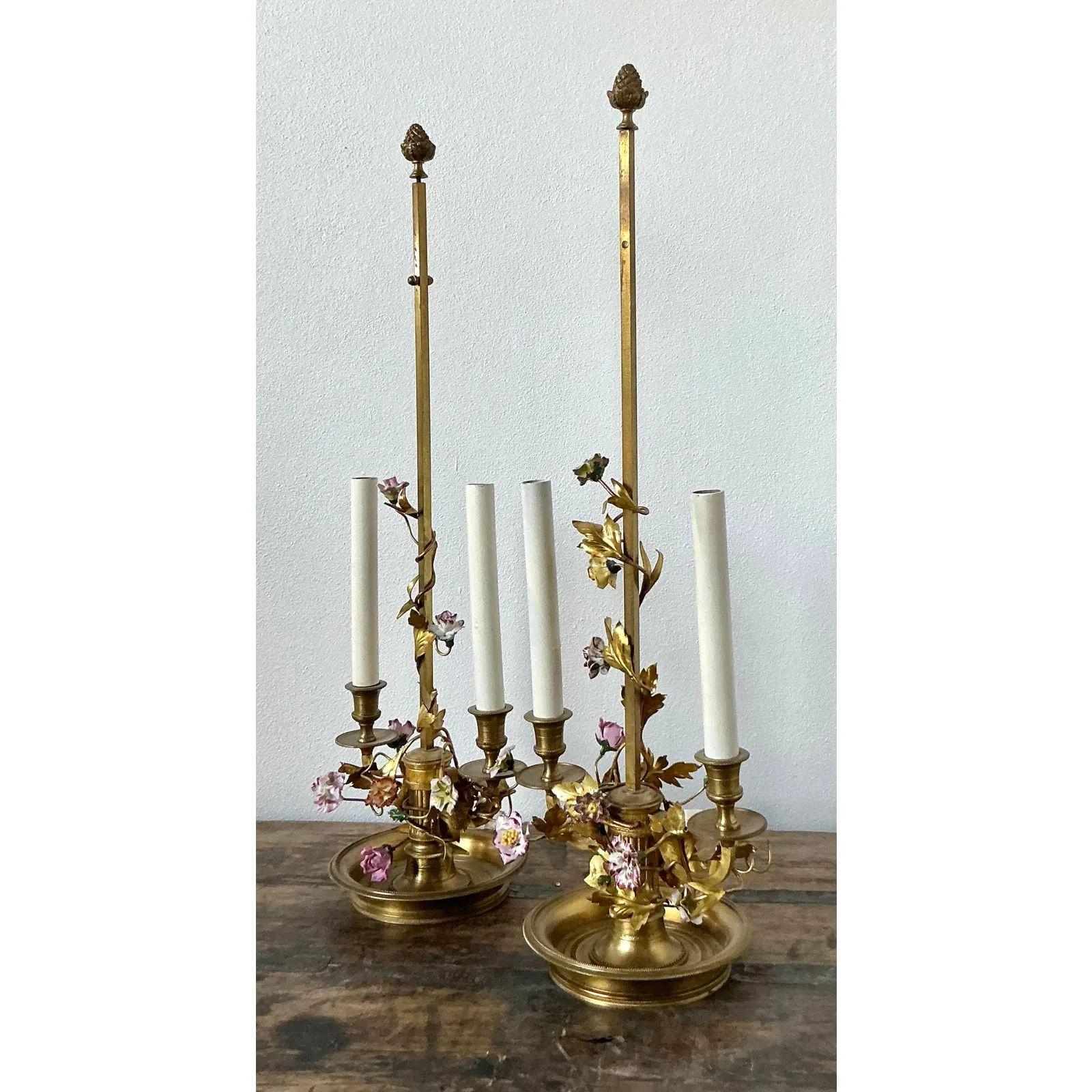Vintage Regency Porcelain Roses Lamps - a Pair — additional photo 5