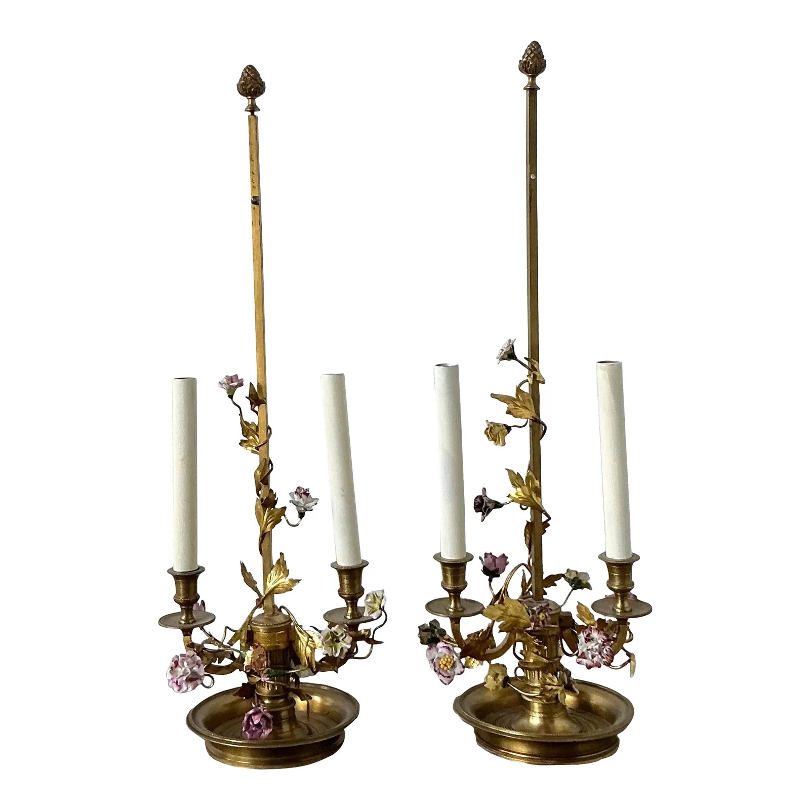 Vintage Regency Porcelain Roses Lamps - a Pair — additional photo 1