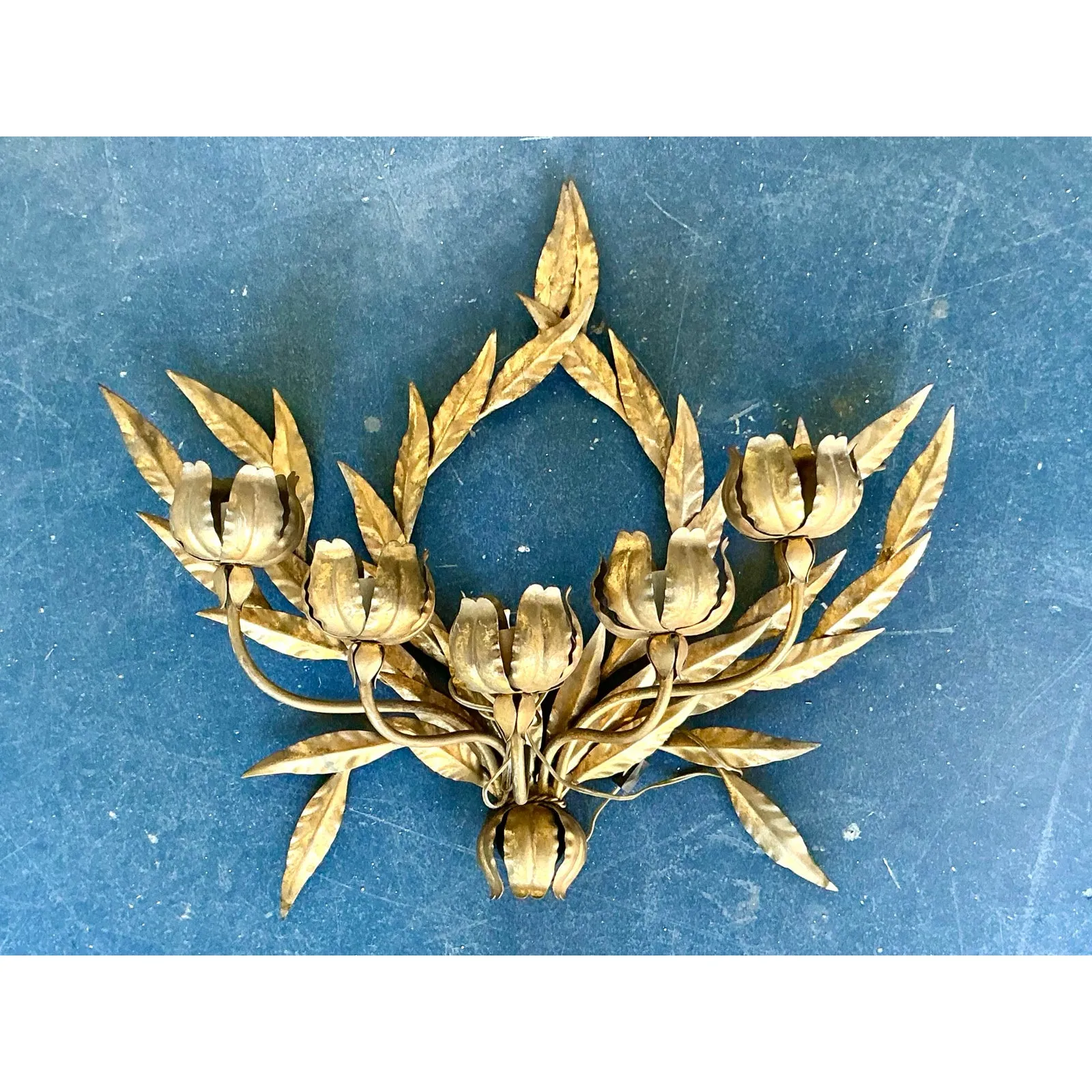 Vintage Regency Laurel Leaf Wall Sconce — additional photo 2