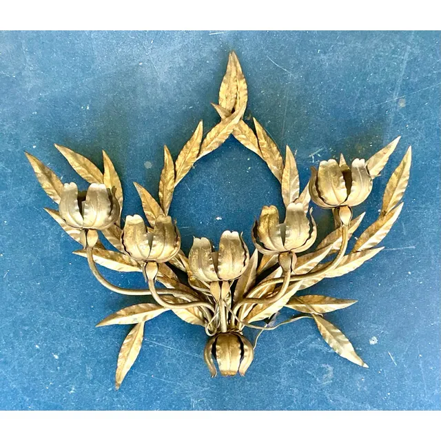 Vintage Regency Laurel Leaf Wall Sconce — additional photo 4