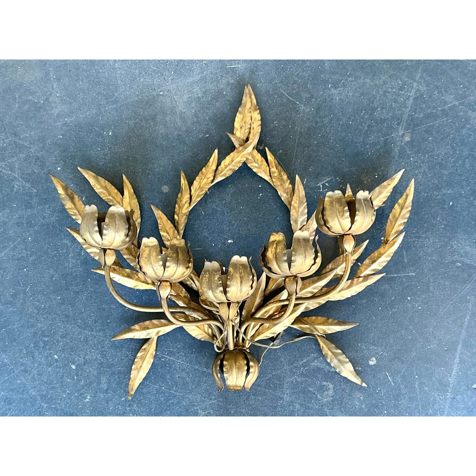 Vintage Regency Laurel Leaf Wall Sconce — additional photo 5