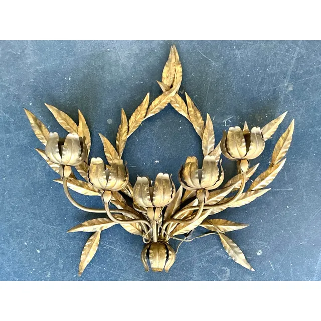 Vintage Regency Laurel Leaf Wall Sconce — additional photo 6