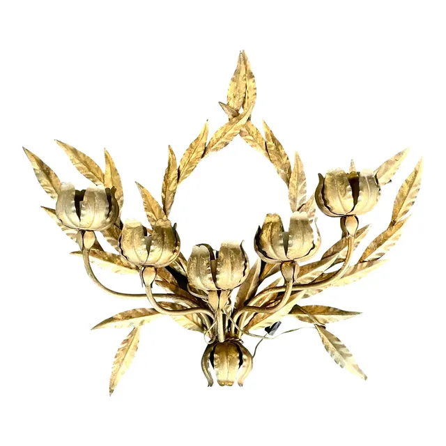 Vintage Regency Laurel Leaf Wall Sconce — additional photo 1