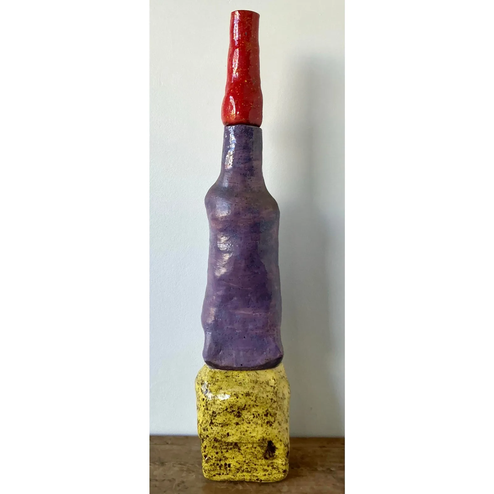 Vintage Boho Original Stacked Glazed Ceramic Totem Sculpture — additional photo 5