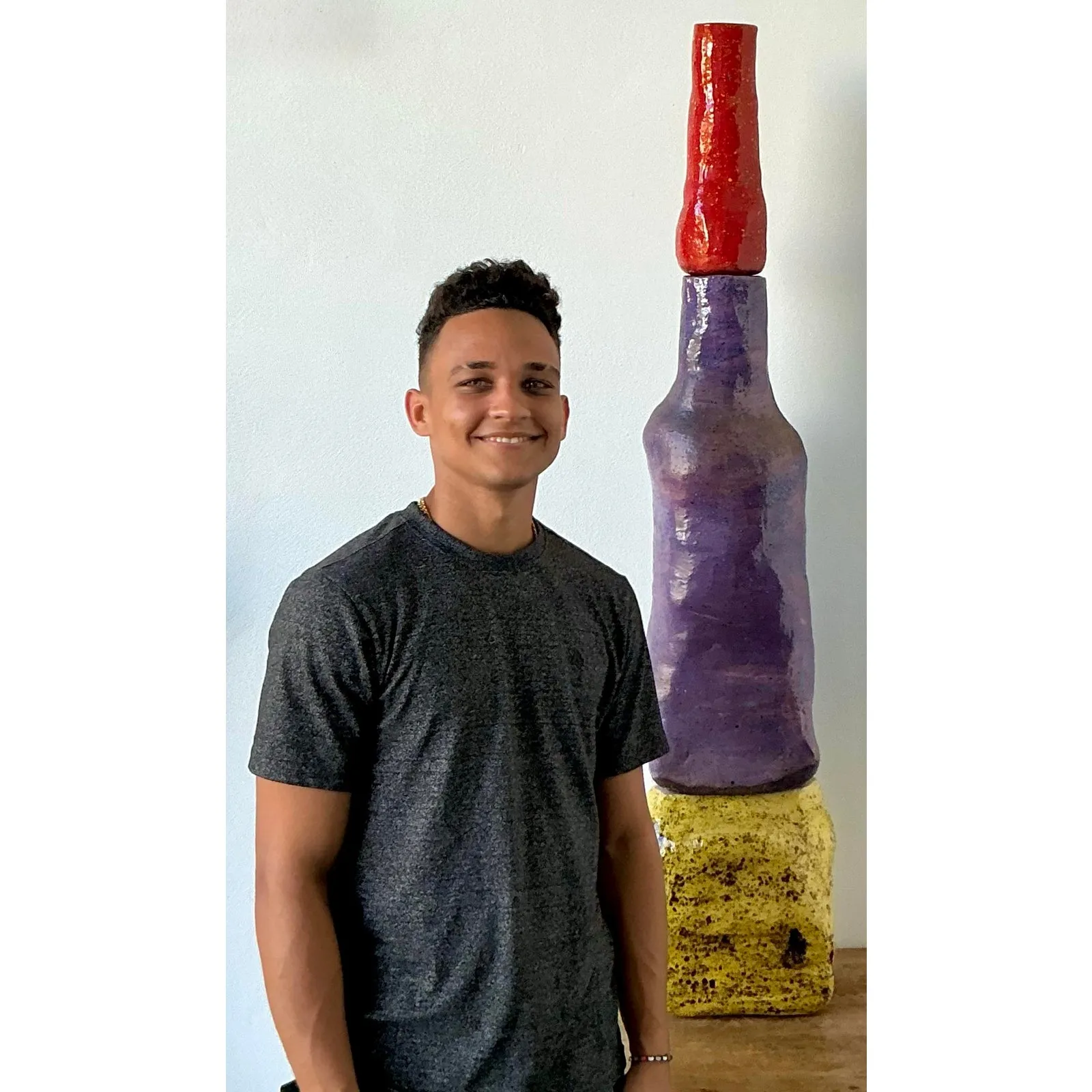 Vintage Boho Original Stacked Glazed Ceramic Totem Sculpture — additional photo 6