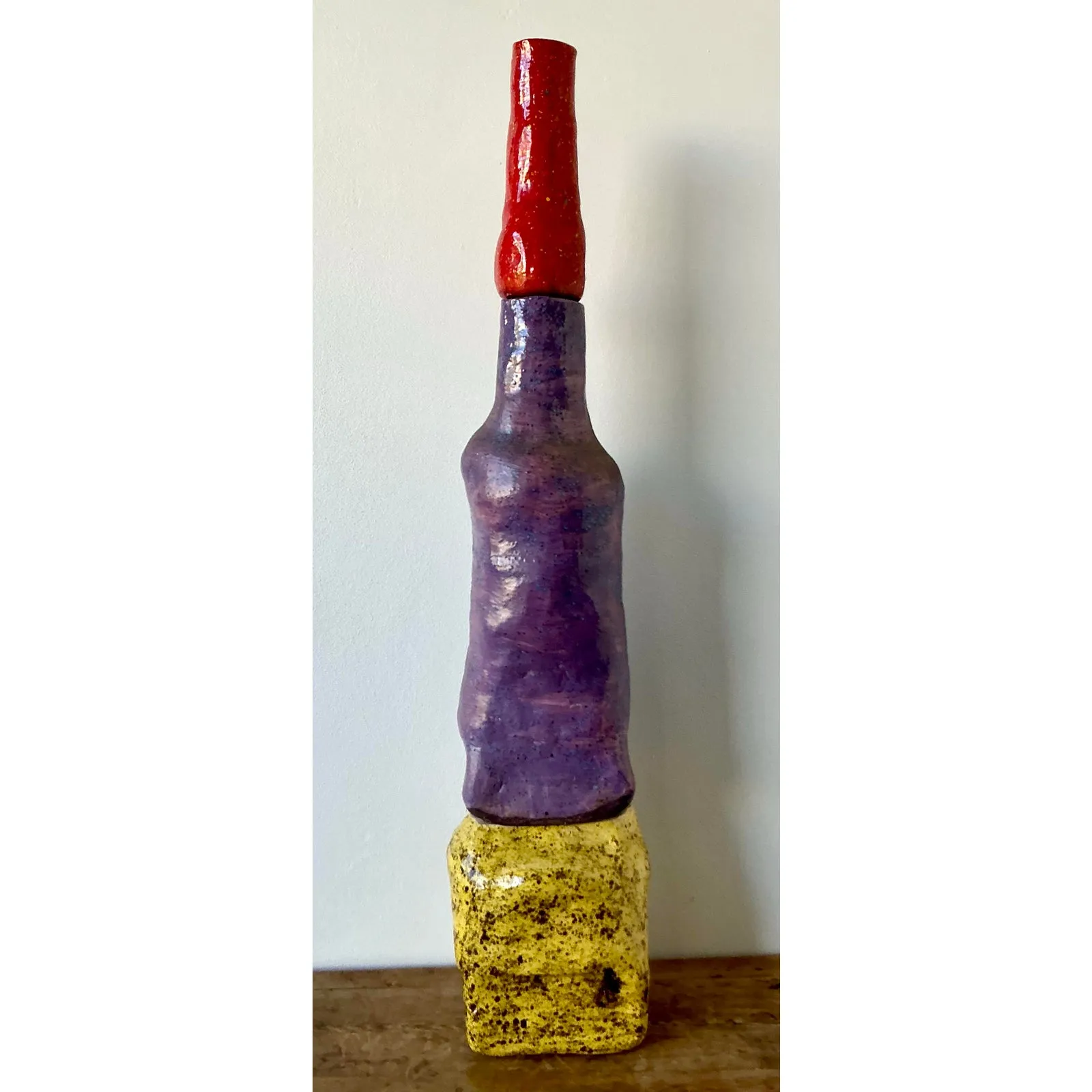 Vintage Boho Original Stacked Glazed Ceramic Totem Sculpture — additional photo 8