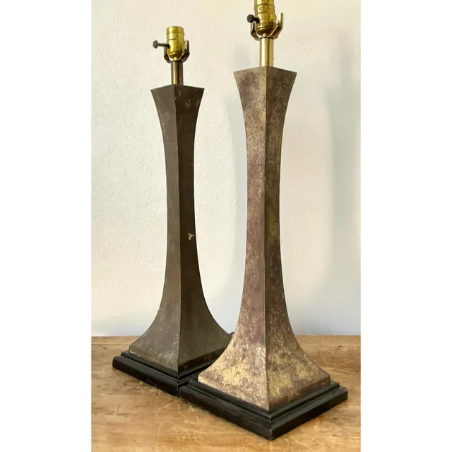 Vintage Boho Stewart Ross James Verdigris Bronze Lamps - A Pair — additional photo 5