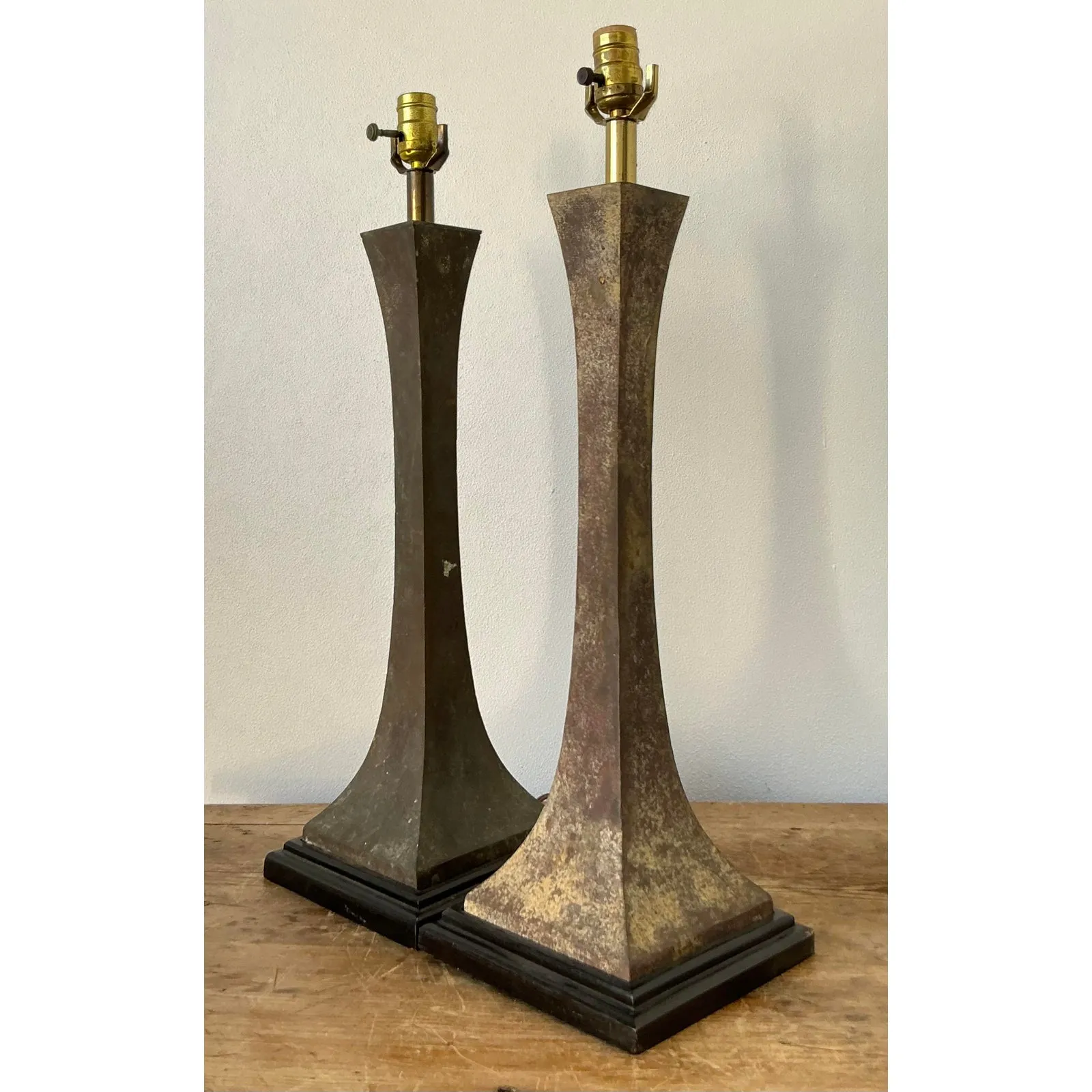 Vintage Boho Stewart Ross James Verdigris Bronze Lamps - A Pair — additional photo 8
