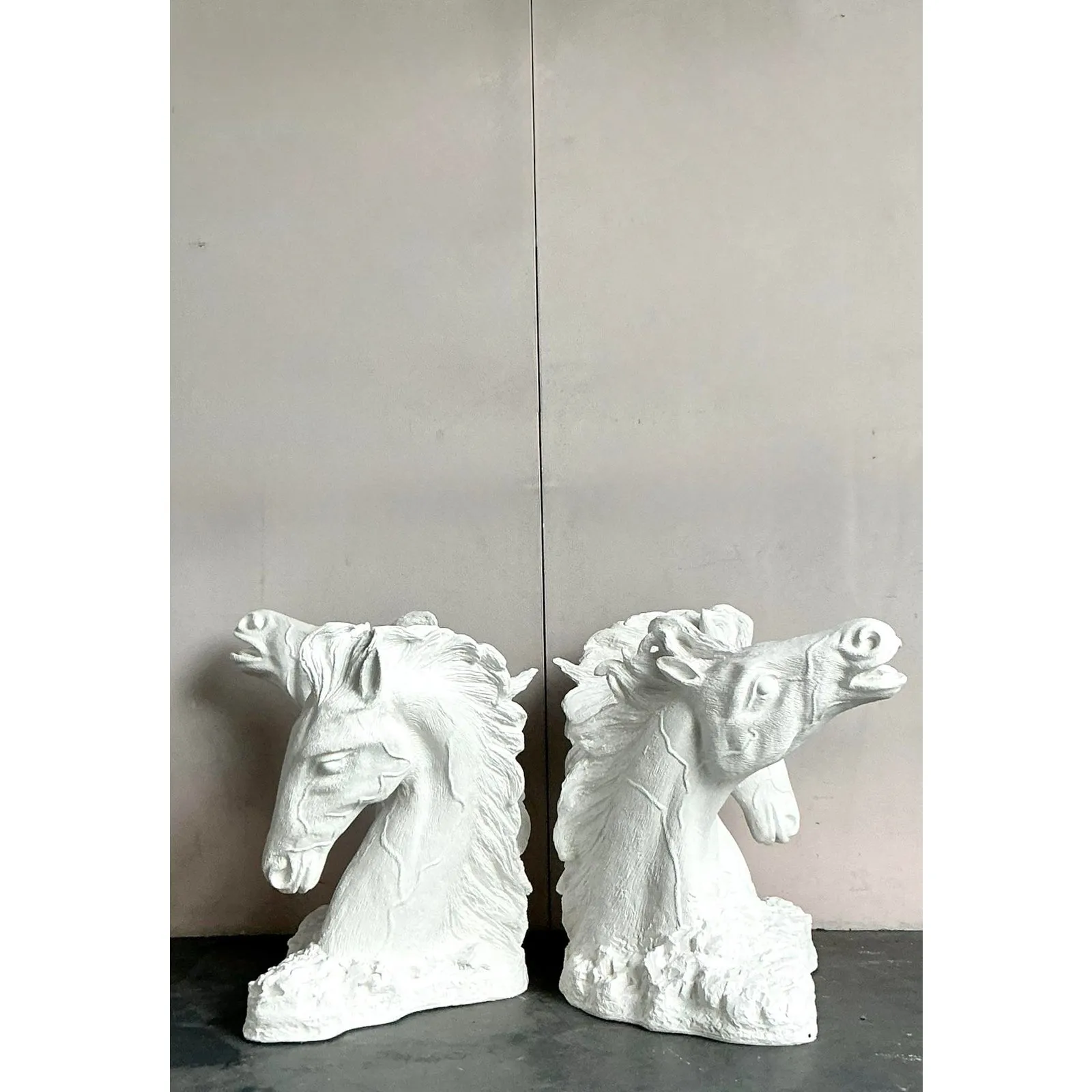Vintage Boho Plaster Over Fiberglass Horse Dining Table Pedestals - A Pair — additional photo 5