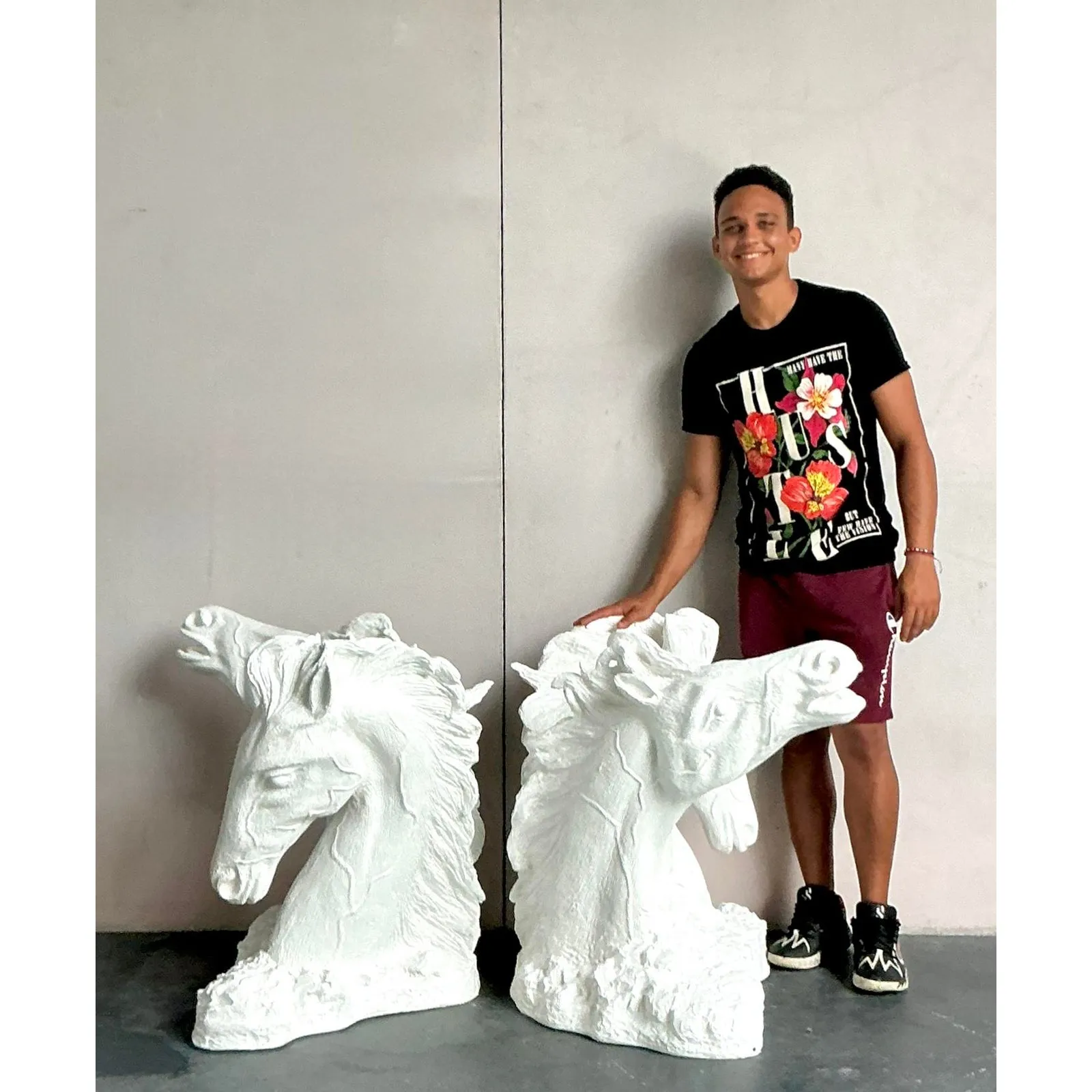 Vintage Boho Plaster Over Fiberglass Horse Dining Table Pedestals - A Pair — additional photo 7