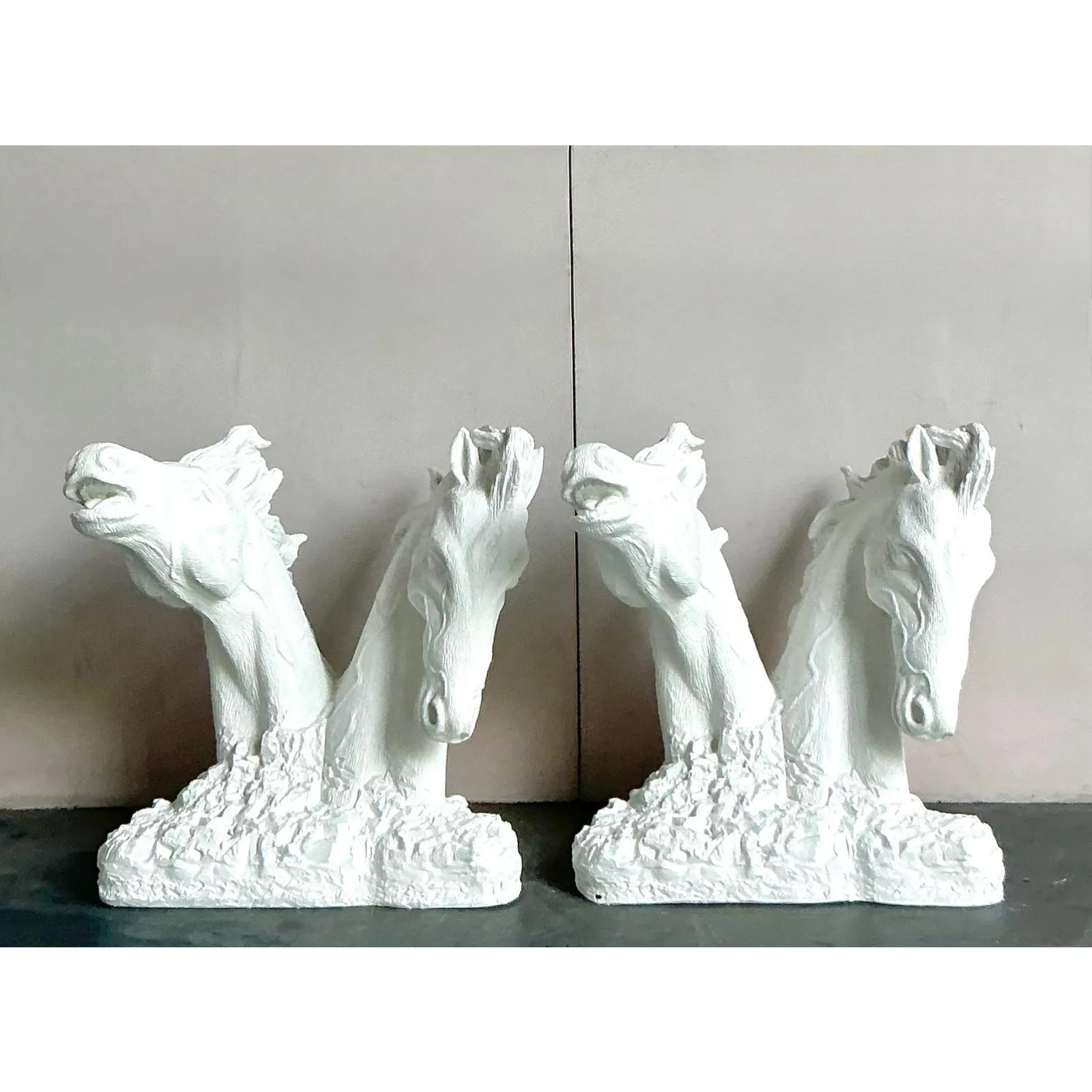 Vintage Boho Plaster Over Fiberglass Horse Dining Table Pedestals - A Pair — additional photo 8