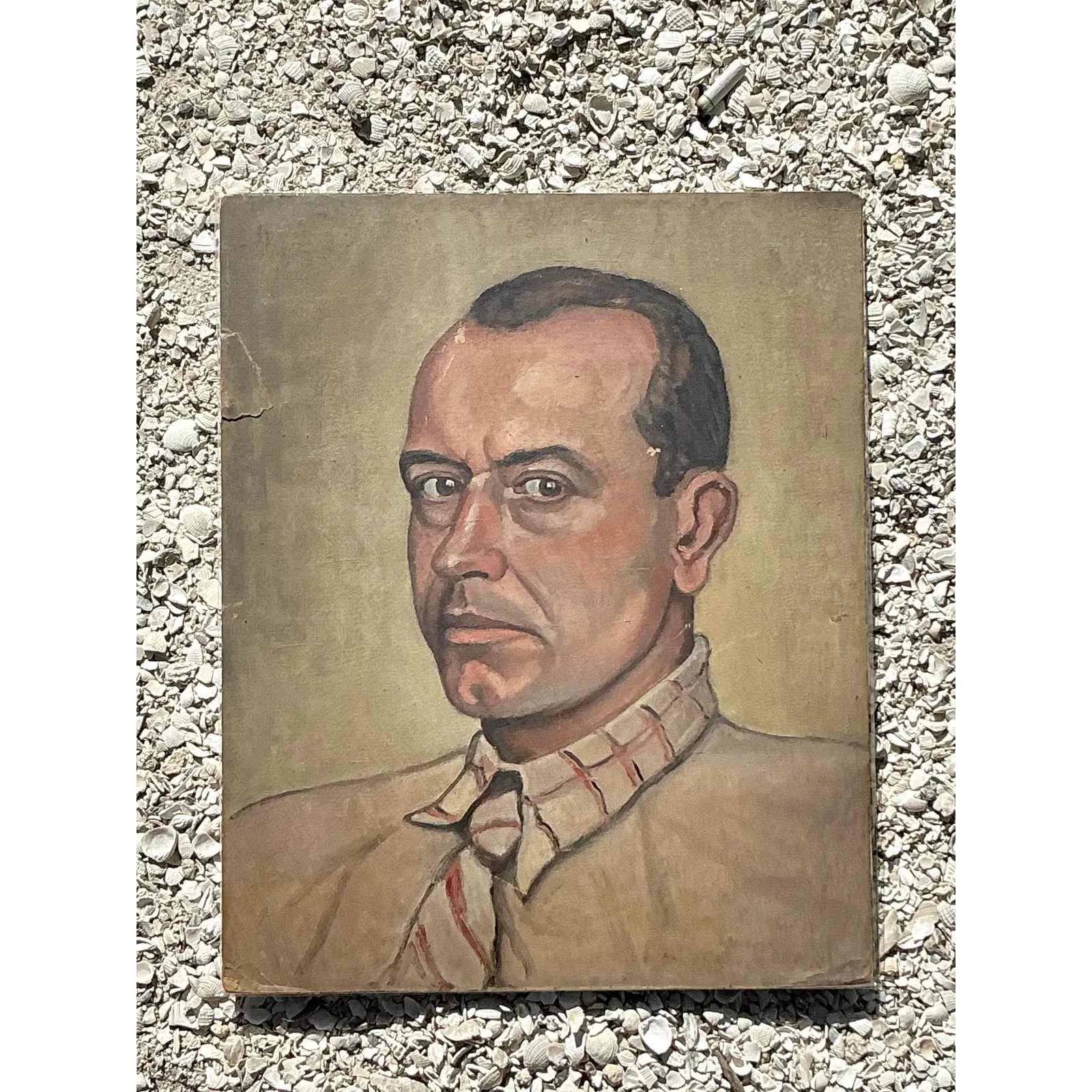 Vintage Boho Original Oil Portrait on Paper — additional photo 2